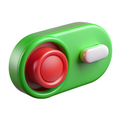 Aufkleber - Stylized green and red 3d rendering plasticstyle icon featuring a push button isolated on white background for modern design