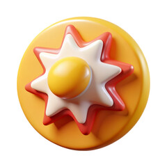 Poster - Sunny weather concept illustration 3d rendering plasticstyle icon,yellow ball sun with rays isolated on white background