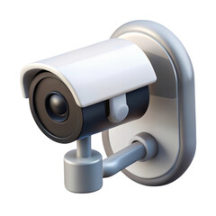 Poster - White security camera surveillance 3d rendering plastic style icon isolated on white background for safety and security