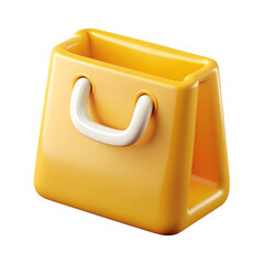 Poster - Yellow shopping bag 3d rendering plasticstyle icon isolated on background online purchase concept store offer