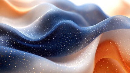 Poster - Elegant Abstract Wave Background with Glittering Golden Particles