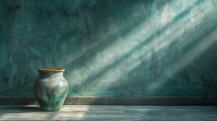 Poster - A beautifully composed still life featuring an artistic pot illuminated by soft, natural light, creating an atmosphere of tranquility and timelessness in a serene environment.