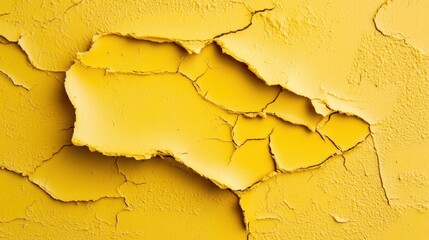 Poster - A vibrant, textured close-up of a yellow wall, showcasing intricate cracks and peeling paint that adds a touch of character and depth to any artistic composition.