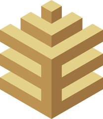 Poster - Abstract isometric cube design.  Represents growth, progress, or stability.  Elegant, minimalist style. Perfect for business, technology, or architecture concepts.