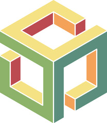 Poster - Abstract isometric cube design.  Interlocking pastel shapes create a visually engaging, modern graphic.  Perfect for tech, architecture, or design projects needing a clean, geometric aesthetic.