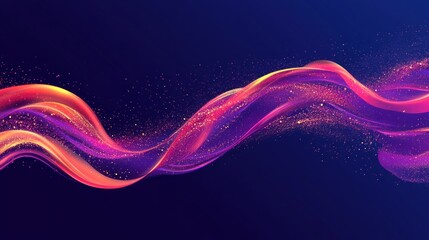 Poster - Abstract Wavy Lines with Glittering Particles on a Dark Background