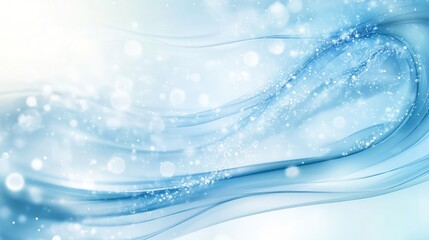 Poster - Elegant Blue Abstract Background with Flowing Lines and Bokeh Lights, a Serene Visual Experience