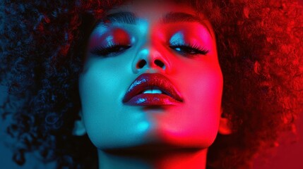 Poster - A striking portrait showcases vibrant colors and dramatic lighting, emphasizing features and emotions, creating an artistic piece that captivates the viewer's attention.