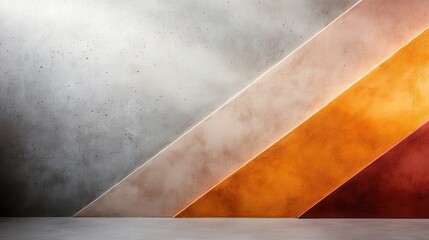 Poster - An artistic representation featuring a modern abstract concrete wall with diagonally arranged color blocks, reflecting contemporary architectural design aesthetics.
