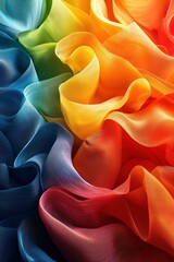 Wall Mural - Colorful flowing ribbons of fabric in a rainbow gradient