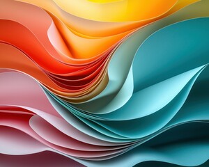 Wall Mural - Colorful paper layers in swirling patterns