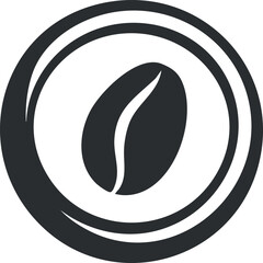 Wall Mural - Black coffee bean icon inside circular design symbolizing coffee and cafe beverage concept