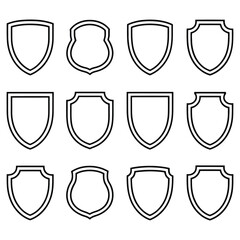 Aufkleber - Twelve outline shield shapes isolated on white background