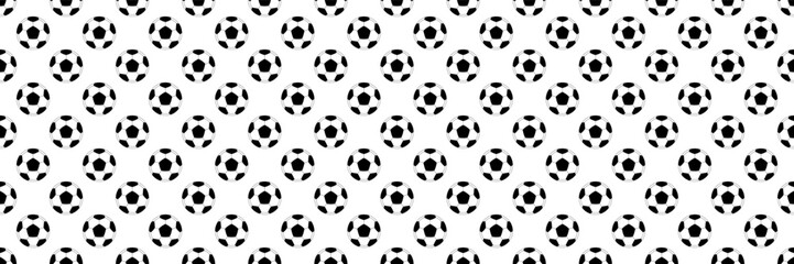 Poster - horizontal seamless black and white football or soccer ball pattern for design and background.