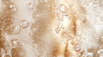 Poster - This captivating image showcases a multitude of bubbles rising in a shimmering golden brown liquid, capturing the essence of effervescence and vitality in a still moment.