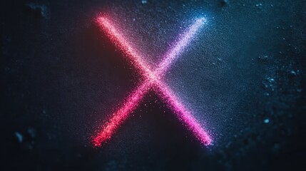 Poster - This captivating image features a striking neon 'X' symbol glowing brilliantly against a dark background, evoking modernity and energy, perfect for graphic design and art themes.