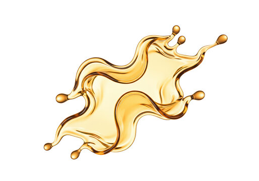 Isolated Golden Liquid Splash with Abstract Shape