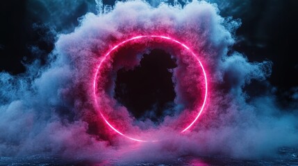Poster - A vibrant circular portal surrounded by colorful smoke, evoking a sense of otherworldliness and creativity, perfect for sci-fi or futuristic themes.