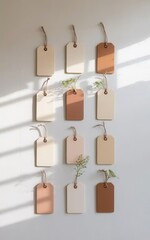 Poster - Aesthetic Hanging Tags with Natural Flowers for Decoration and Labeling