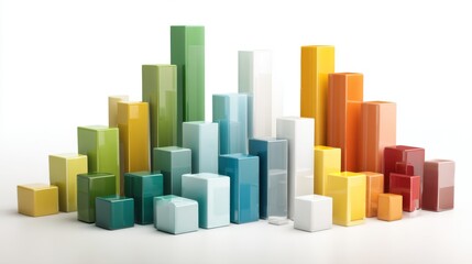 Aufkleber - Cluster of bar charts with varied colors and sizes, positioned on a clean white background for a clear and simple presentation.