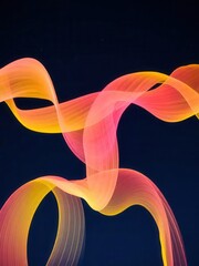 Aufkleber - Abstract fluid ribbons design with luminous orange pink gradient hues