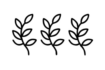Poster - Three simple line art leaves isolated on white background