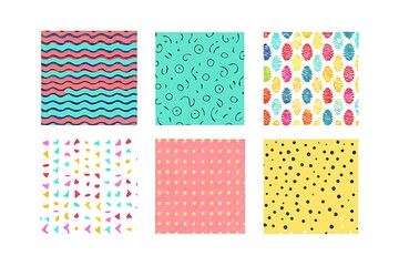 Poster - Six unique seamless patterns with various geometric shapes and abstract designs