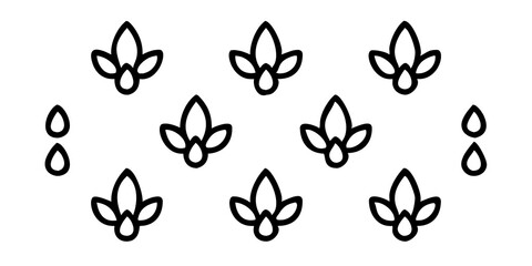 Poster - Isolated black line art floral pattern on white background