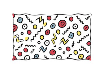 Poster - Colorful abstract shapes and lines pattern on a pillow isolated on white background