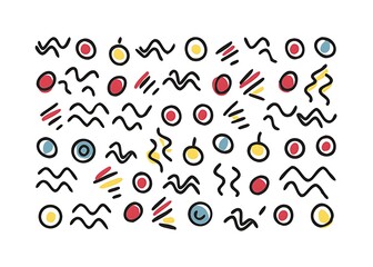 Poster - Colorful abstract shapes and lines pattern isolated on white background