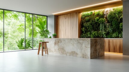 Poster - A beautifully designed modern indoor space featuring a striking green vertical garden, blending natural elements with contemporary decor, and bringing tranquility indoors.