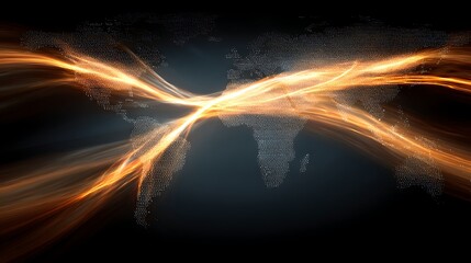 Aufkleber - World Map with Glowing Light Trails