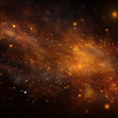 Poster - Glowing starfield with gold nebula space dust and glittering particles