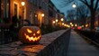 © dito - Spooky Halloween Night Jack-o'-lantern on a City Street