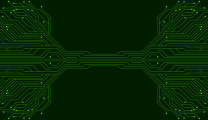Aufkleber - Bright green minimal abstract futuristic tech background with circuit board lines. Digital CPU chip vector design