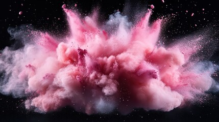 Poster - A vibrant explosion of pink powder fills the air, creating a dramatic visual display. The clouds of color burst outwards, celebrating creativity and energy in a stunning way.