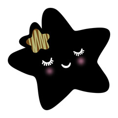 Leinwandbilder - The large, black pointed star. The edges of the star look rounded and do not have sharp corners like ordinary stars, giving a soft feeling.