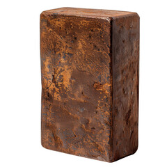 Poster - Rusty metal block with textured surface, showcasing weathered appearance and rich brown tones, evoking sense of industrial charm