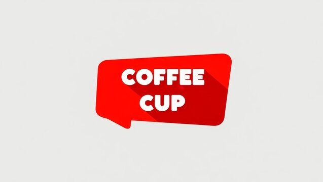COFFEE CUP text on red trapeze stamp sign.