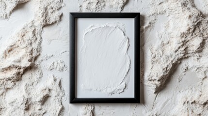 Poster - This image features a minimalistic white framed artwork against a textured wall, creating a striking contrast and inviting appreciation for simplicity and modern design.