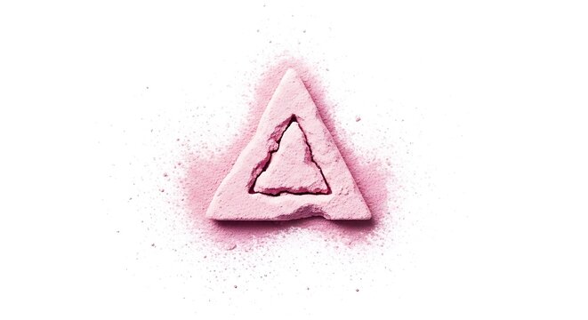 Pink triangle with inner triangle on white background