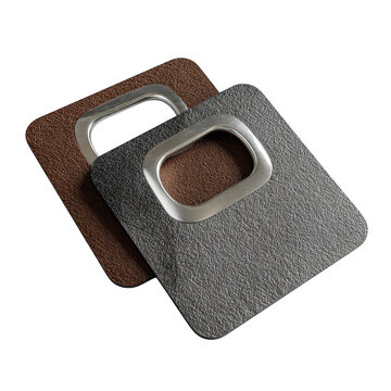 Two square metal handles isolated on transparent background
