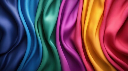 Poster - A beautiful arrangement of draped silk fabrics in a spectrum of vibrant colors, showcasing the luxurious textures and richness that fabrics can bring to artistic expressions.