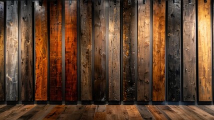 Poster - This image features a stunning display of wooden planks with various textures and colors, showcasing the beauty and diversity of natural wood materials in interior design.