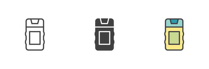 Aufkleber - Deodorant bottle icon set in line, solid and filled outline style