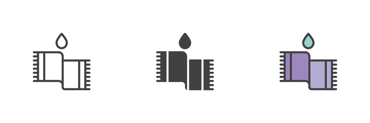 Aufkleber - Bath towel icon set in line, solid and filled outline style