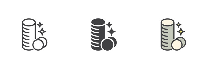 Aufkleber - Cotton pads icon set in line, solid and filled outline style