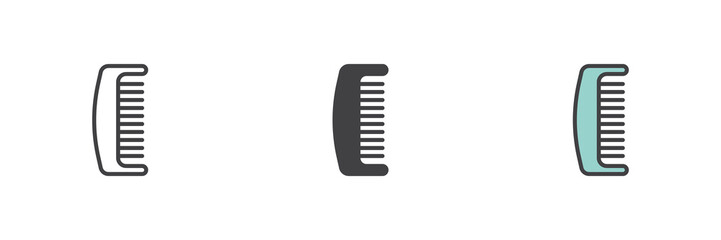 Aufkleber - Hair comb icon set in line, solid and filled outline style