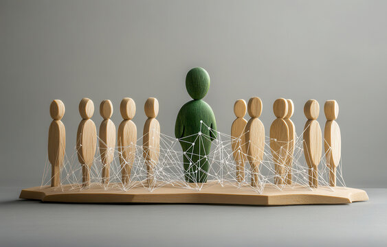 A solitary figure connected to a group