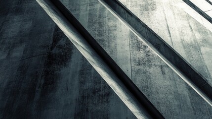 Poster - Abstract Industrial Texture with Diagonal Lines on Weathered Concrete Surface Highlighting Patterns of Light and Shadow in a Monochromatic Color Palette
